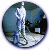 Cleanroom worker with Nilfisk GM80 Residential and Industrial Vacuum Cleaner
